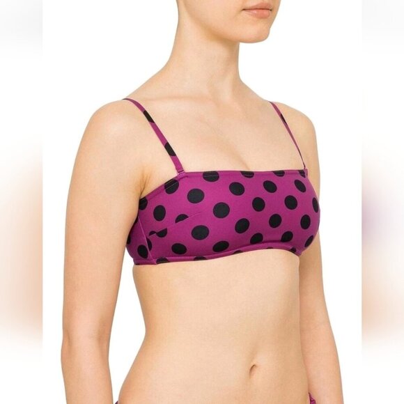 New ZIMMERMANN | Sculpt Bandeau Bikini Top Purple Black Polka Dot Sz 4 6 - Picture 2 of 9